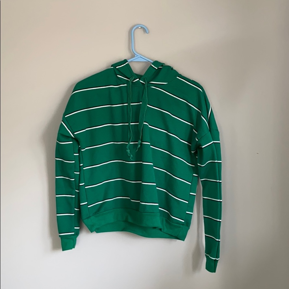 Charlotte Russe green striped hoodie size small